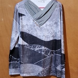 MissLook Black & Gray Long Sleeved T-shirt Size XXL
